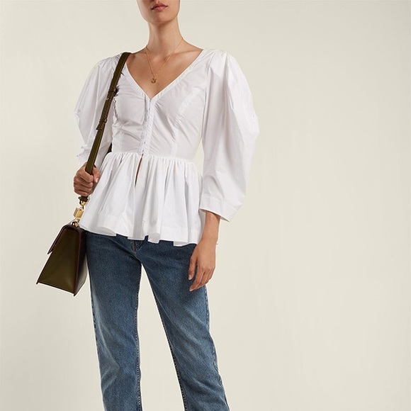 ISA ARFEN
Vera V-Neck Full-Sleeve Cotton Peplum Top uk size 8 $675 - Picture 5 of 13